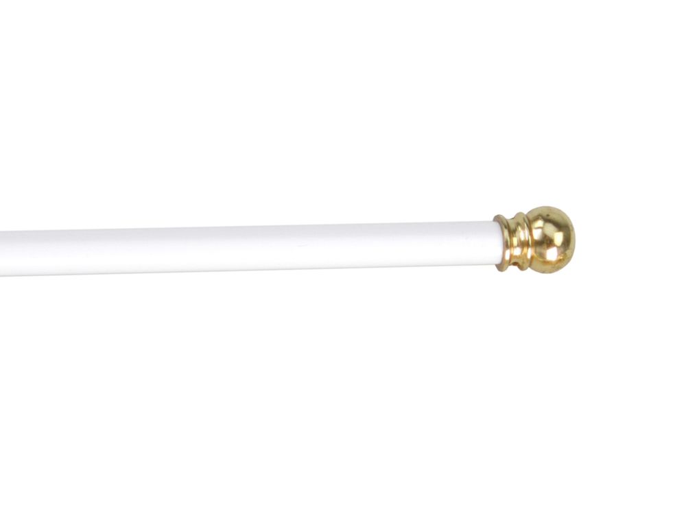 DécoProfi Messing Vitragenstange NOBLESSE, 100% ausziehbar, Weiß / Gold, 40 cm, inkl. Schraubhaken