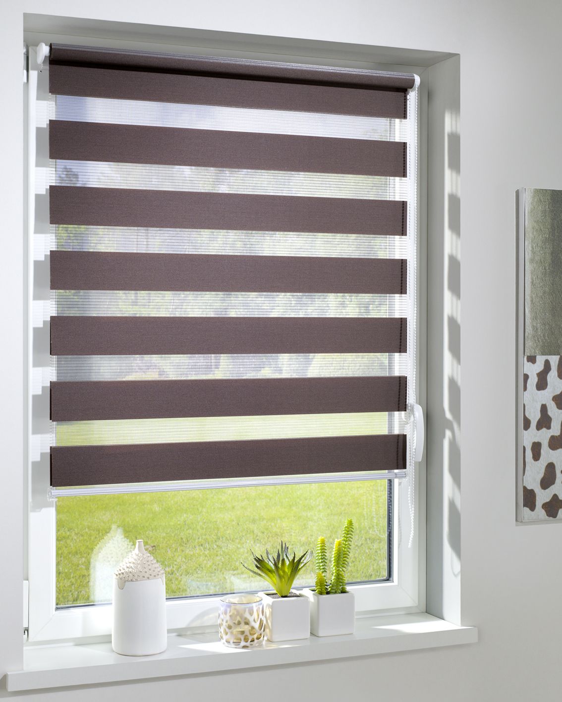 DécoProfi Duo-Doppelrollo ohne Bohren Braun I Mit Klemmfix/ Klemmträger zur Montage