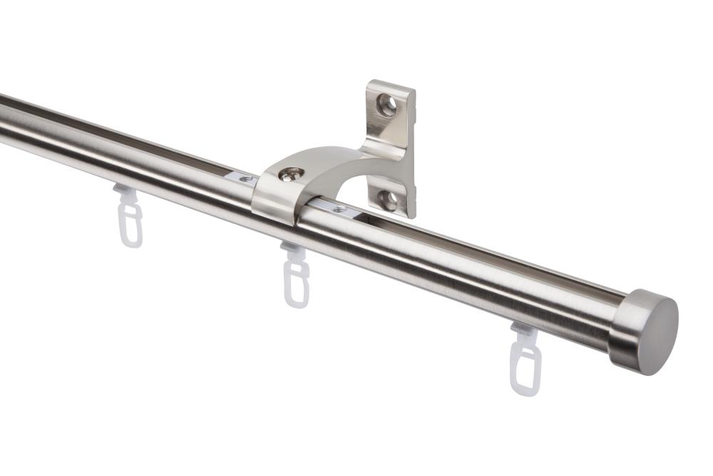 DécoProfi Gardinenstange Innenlauf 1-läufig Set ENDKAPPE kurzer Träger Ø 20 mm Edelstahloptik