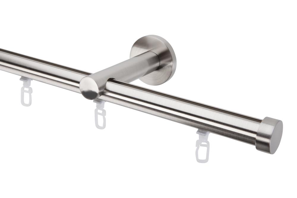 DécoProfi Gardinenstange Innenlauf 1-läufig Set Ø 20 mm I Edelstahloptik (Nickel gebürstet)