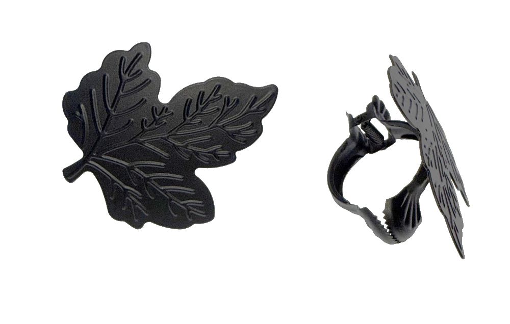 Donauklammer Motiv Blatt Schwarz lackiert, 2 Stück