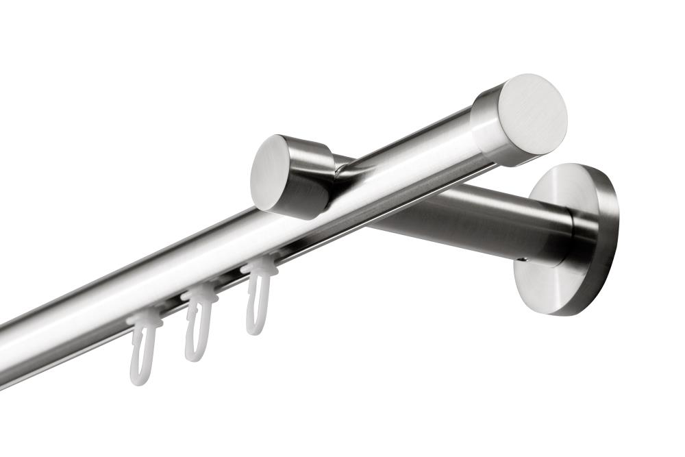 DécoProfi Gardinenstange Innenlauf 1-läufig Set ROSCADO Ø 20 mm Edelstahloptik (nickel gebürstet)