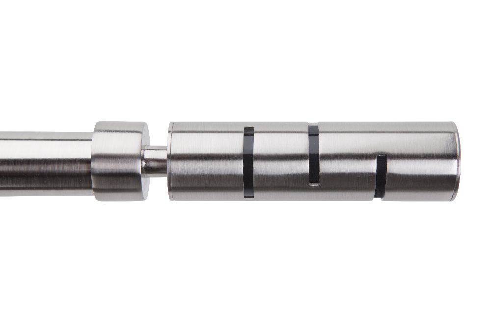 DécoProfi Gardinenstange Innenlauf 1-läufig Set Ø 20 mm Edelstahloptik mit Schraubkappenträger und Endstück 980.06.10