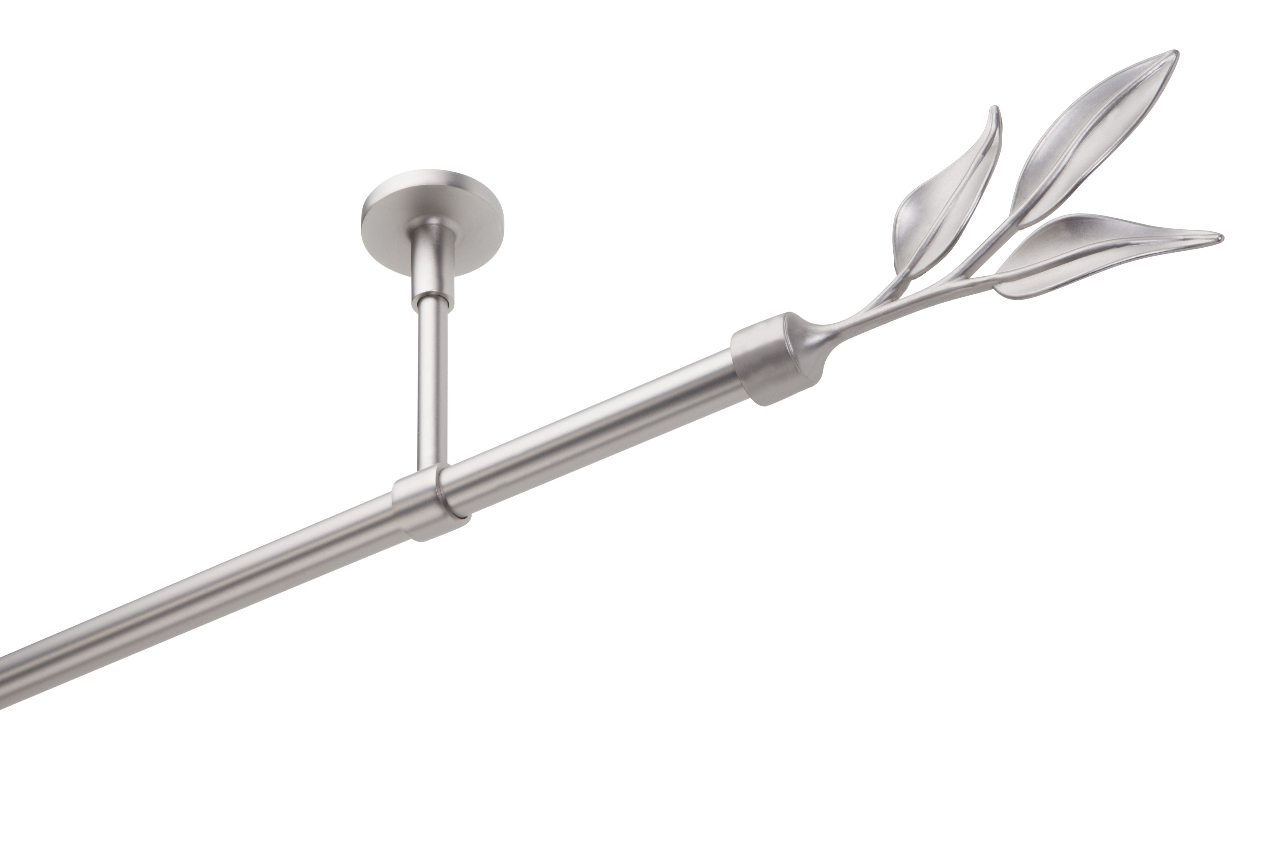 DécoProfi Gardinenstangen "Blatt" 1-läufig Ø 16 mm I Chrom Matt Gardinen/Vorhangstange im Set