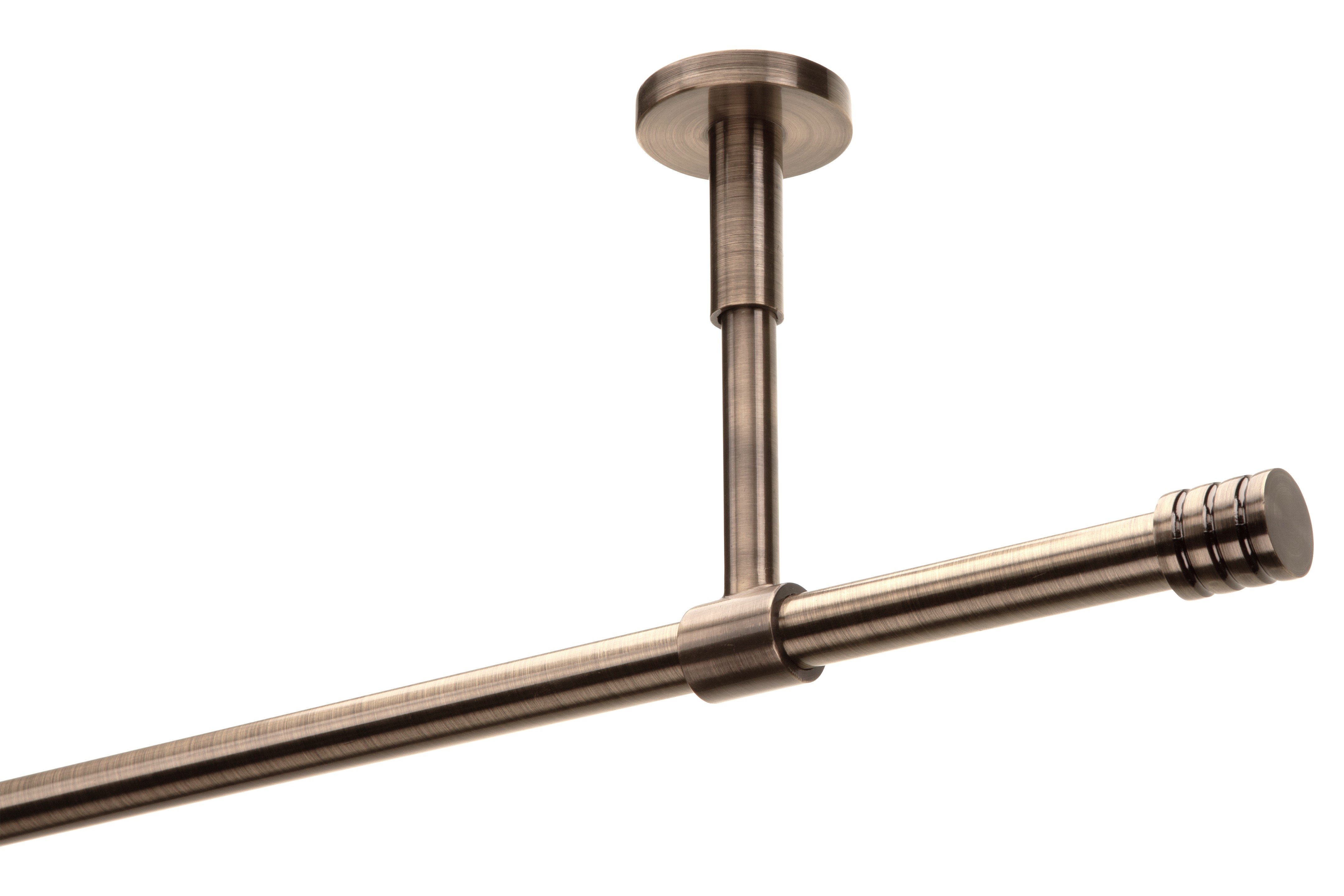 DécoProfi Gardinenstangen "Endkappe mit Rille" 1-läufig Ø 16 mm I  Antik Messing Gardinen/Vorhangstange im Set