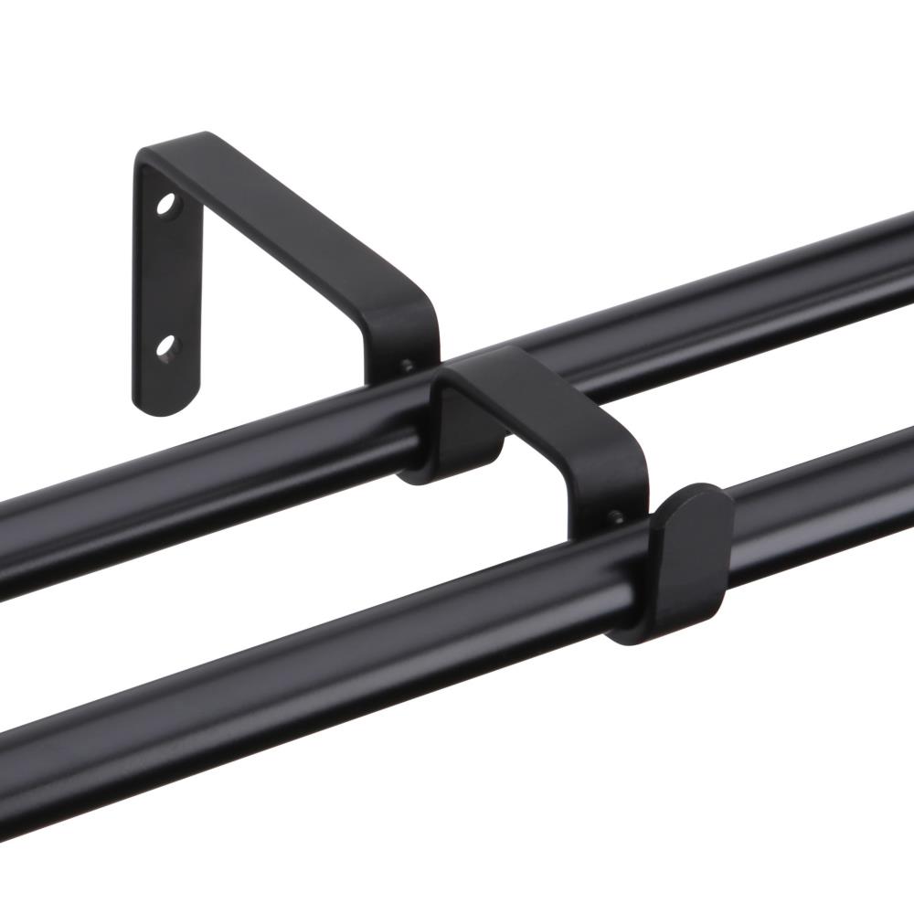 DécoProfi Doppel-Wandträger Aufleger für Gardinenstangen Ø 16 mm, schwarz, 2 Stück