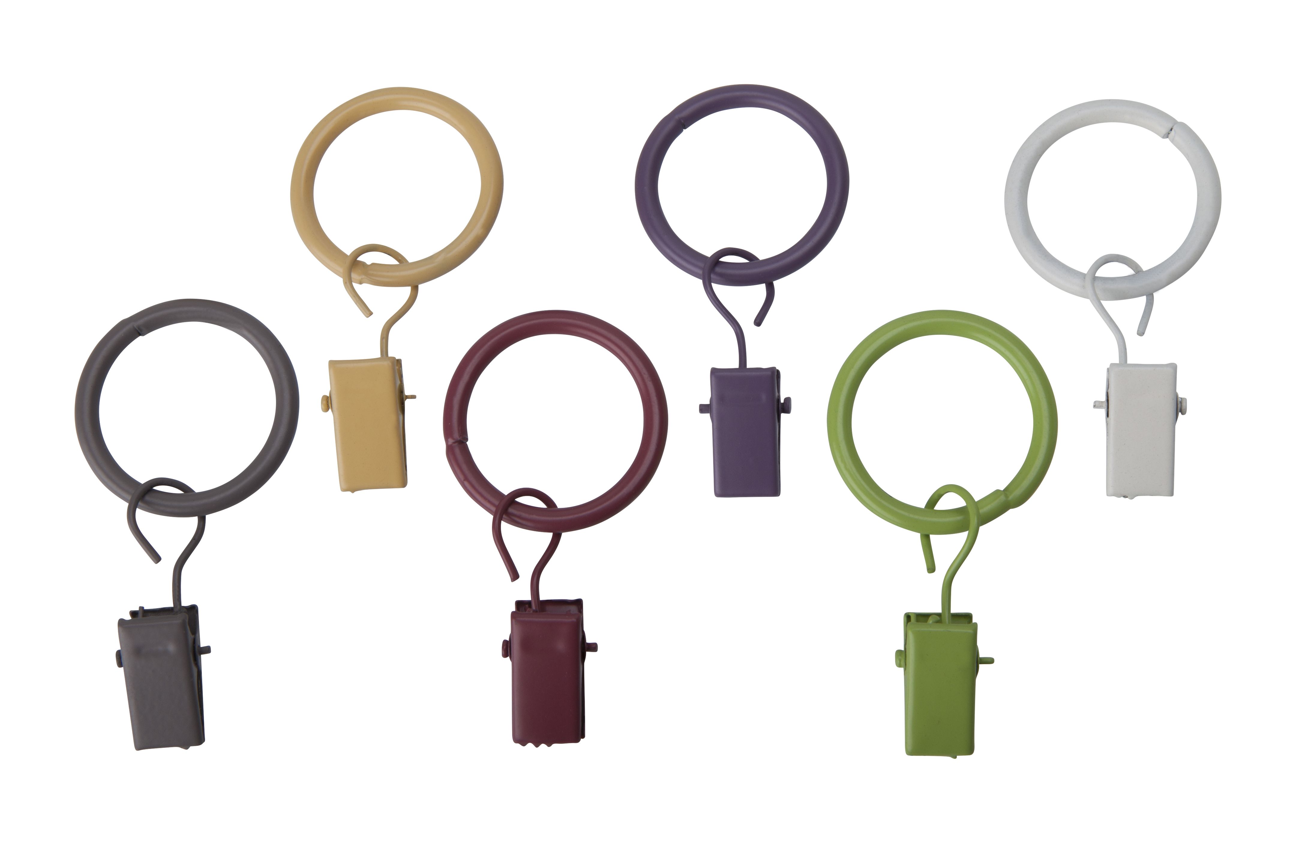 DécoProfi 10x Gardinenringe Vorhangringe mit Klammern Ø 25mm I Ringe für Gardinenstangen Ø 16mm I Geeignet für Vorhang-Gardinenstange