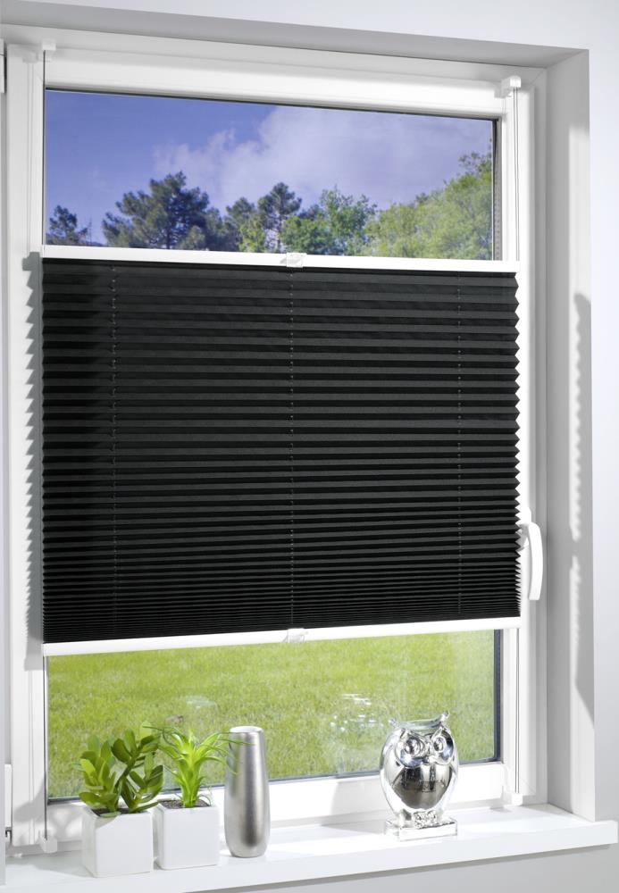 DécoProfi Plissee ohne Bohren Anthrazit I Verspannte Plissees mit Klemmträger / Klemmfix