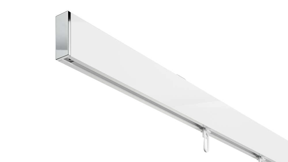 DécoProfi Gardinenstange Innenlauf 1-läufig Set rechteckig Above I Aluminium weiß beschichtet / chrom für Deckenmontage
