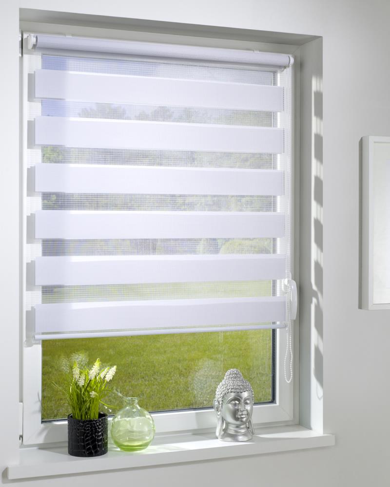 DécoProfi Duo-Doppelrollo ohne Bohren Grau I Mit Klemmfix/ Klemmträger zur Montage