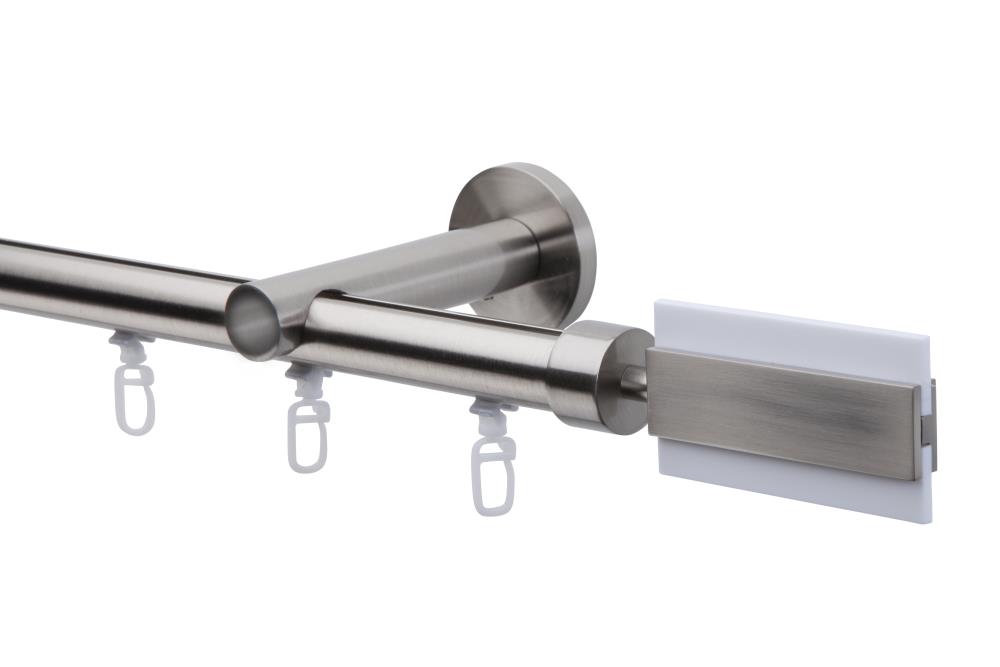 DécoProfi Gardinenstange Innenlauf 1-läufig Set Ø 20 mm Edelstahloptik (nickel gebürstet)