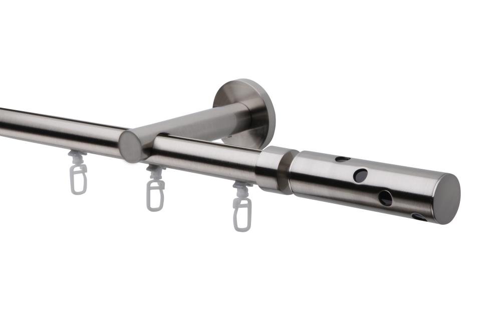 DécoProfi Gardinenstange Innenlauf 1-läufig Set Ø 20 mm Edelstahloptik (nickel gebürstet)