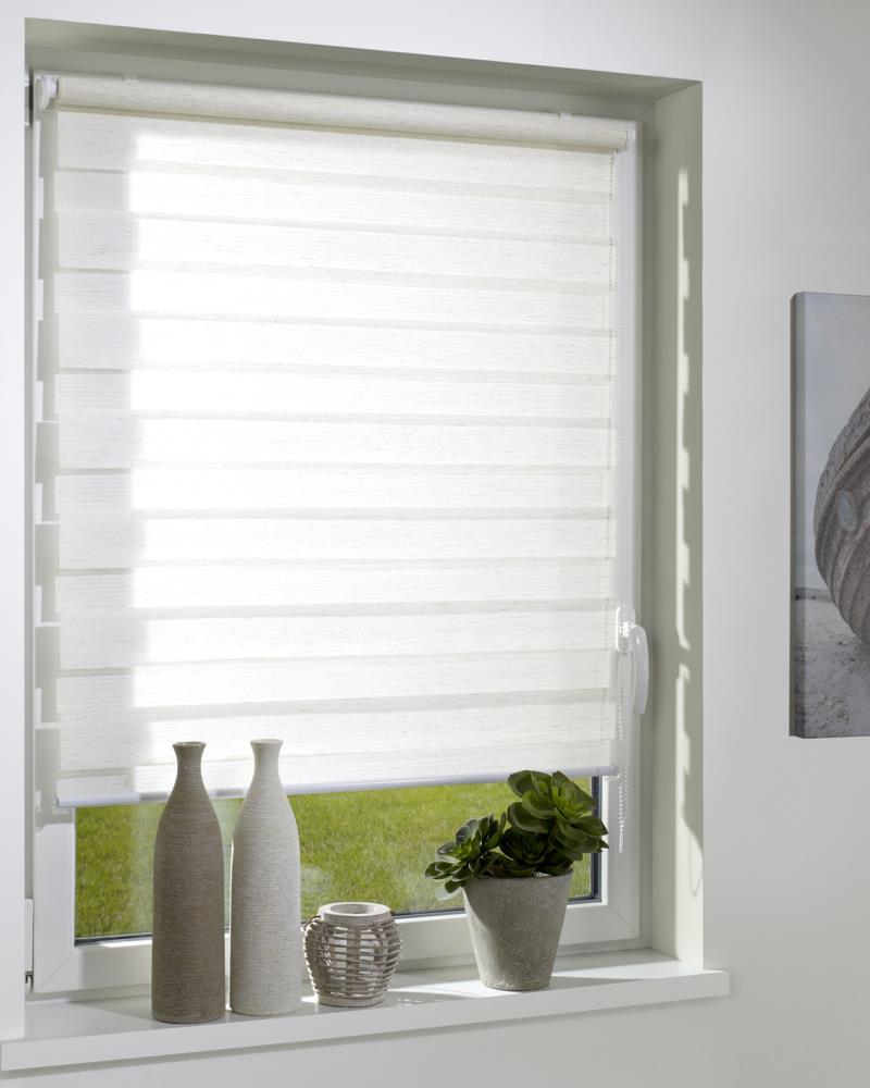 DécoProfi Duo-Doppelrollo ohne Bohren Beige Meliert I Mit Klemmfix/ Klemmträger zur Montage
