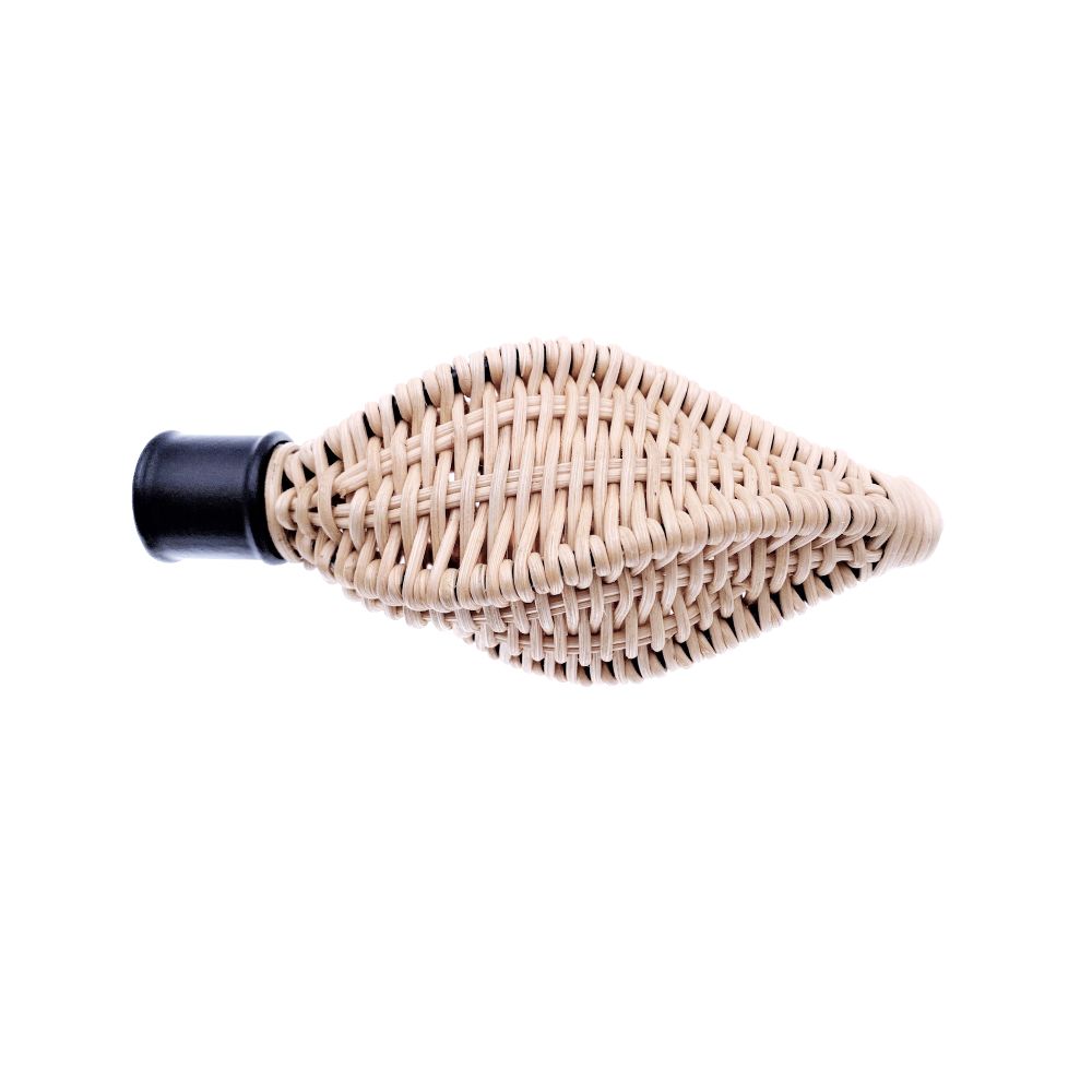 Endstück "Torsade", Ø 20 mm, Metall schwarz / Rattan natur, 2 Stück