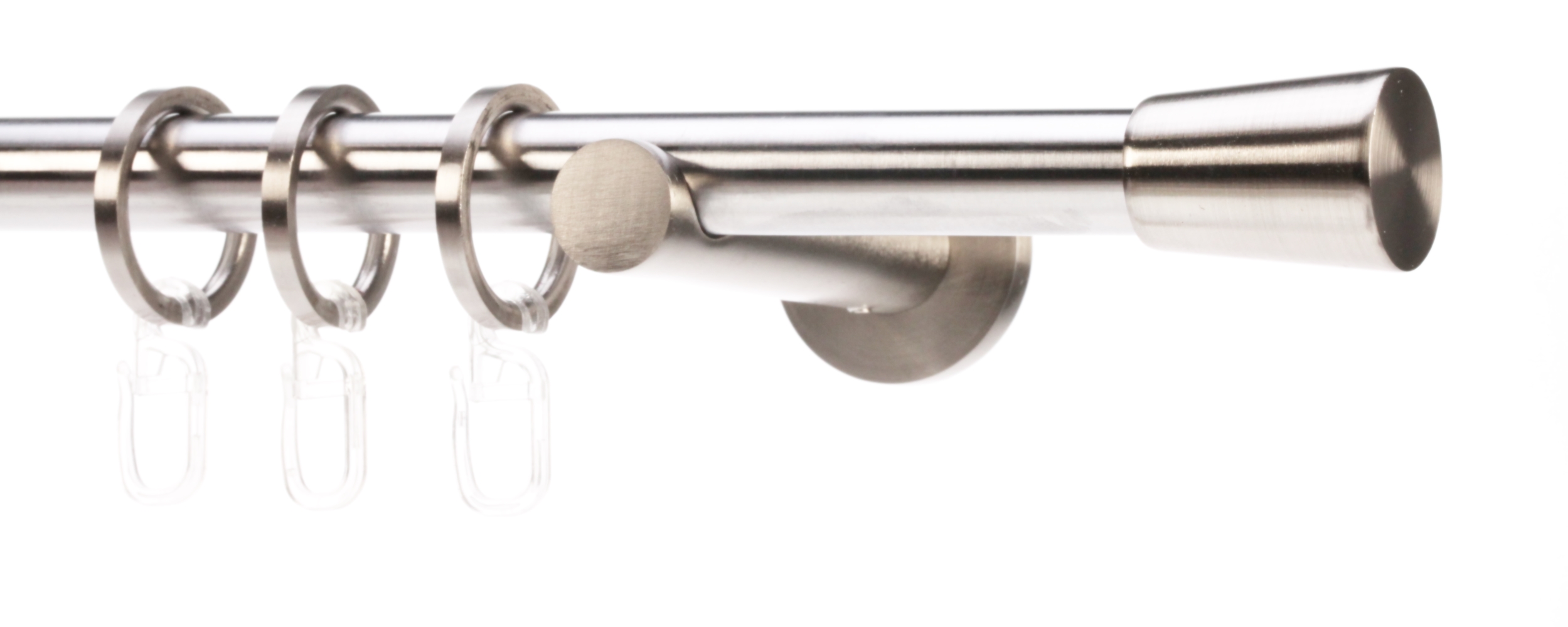 DécoProfi Gardinenstangen "Konus" 1-läufig Ø 16 mm I Edelstahloptik Gardinen/Vorhangstange im Set