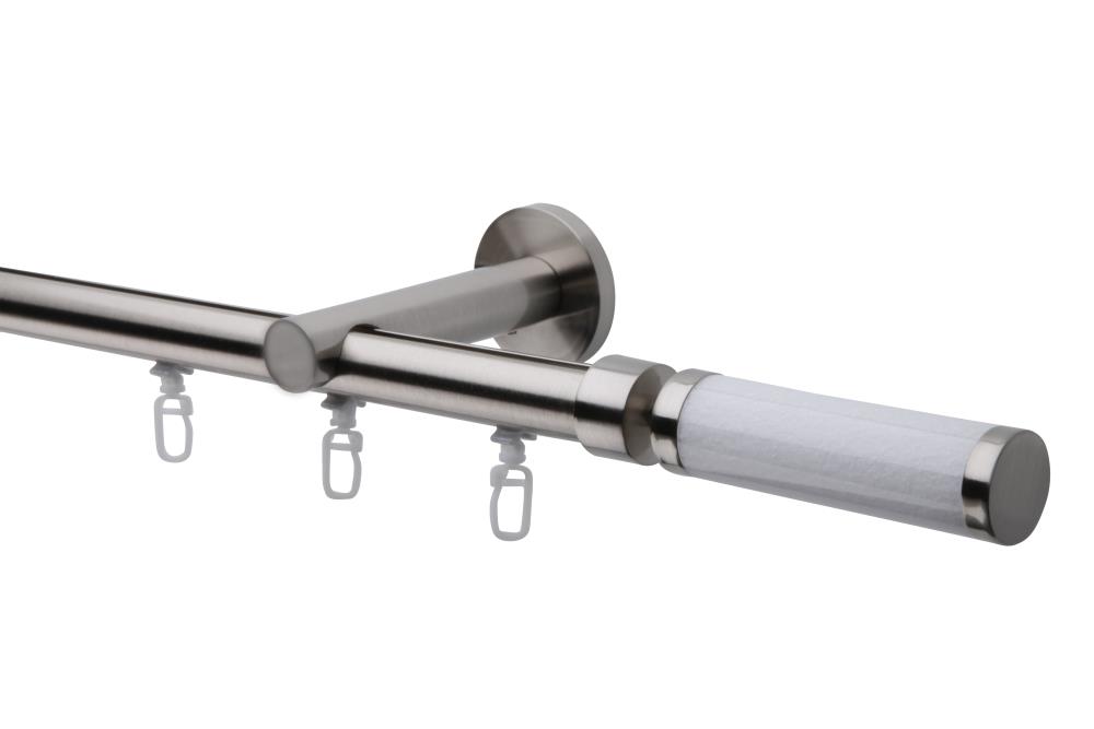 DécoProfi Gardinenstange Innenlauf 1-läufig Set Ø 20 mm Edelstahloptik (nickel gebürstet)