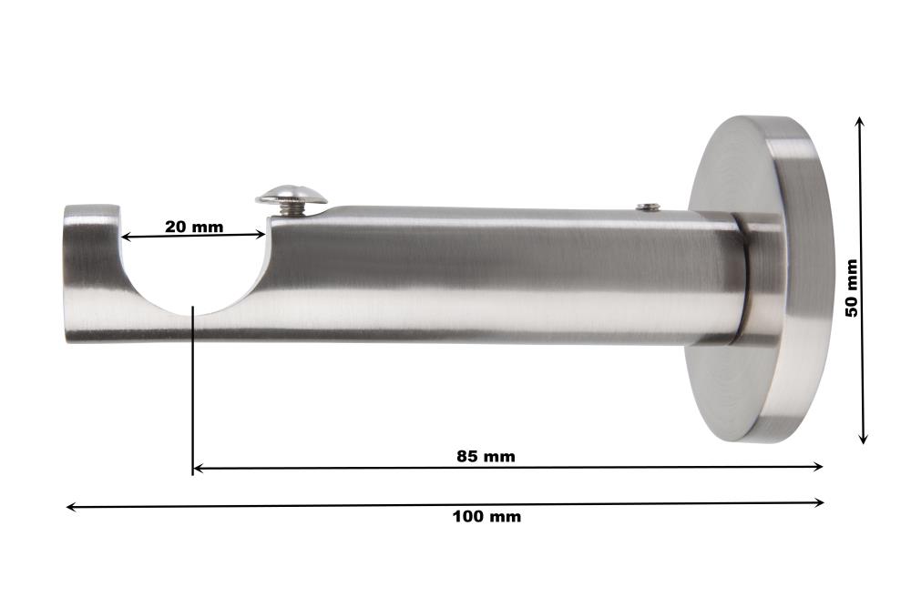 DécoProfi Gardinenstange Innenlauf 1-läufig Set Ø 20 mm I Edelstahloptik (Nickel gebürstet)