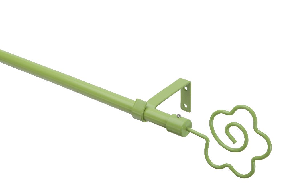 DécoProfi Gardinenstangen "Blume" 1-läufig Ø 16 mm I Anisgrün Gardinen/Vorhangstange im Set