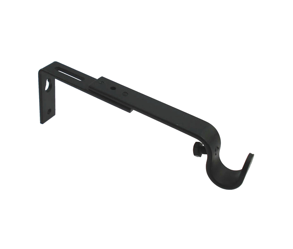 Wandträger Aufleger schwarz ausziehbar, 2 Stück für Gardinenstangen Ø 16 mm