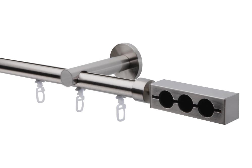 DécoProfi Gardinenstange Innenlauf 1-läufig Set Ø 20 mm Edelstahloptik (nickel gebürstet)