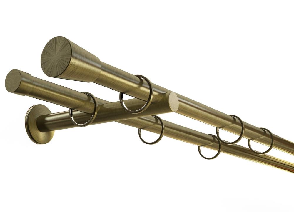 DécoProfi Gardinenstangen "Konus" 2-läufig Ø 16 mm I Edelstahloptik Gardinen/Vorhangstange im Set