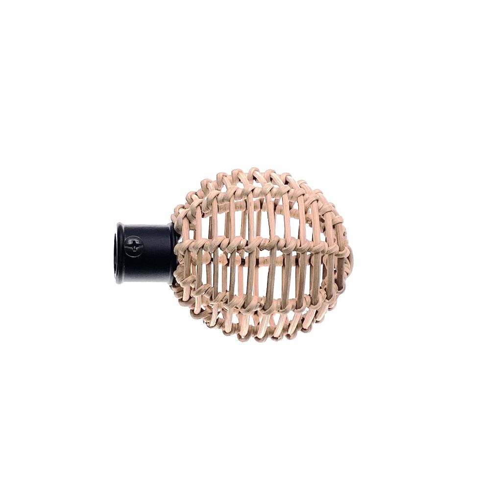 Endstück "Rattankugel", Ø 16 mm, schwarz / natur, 2 Stück