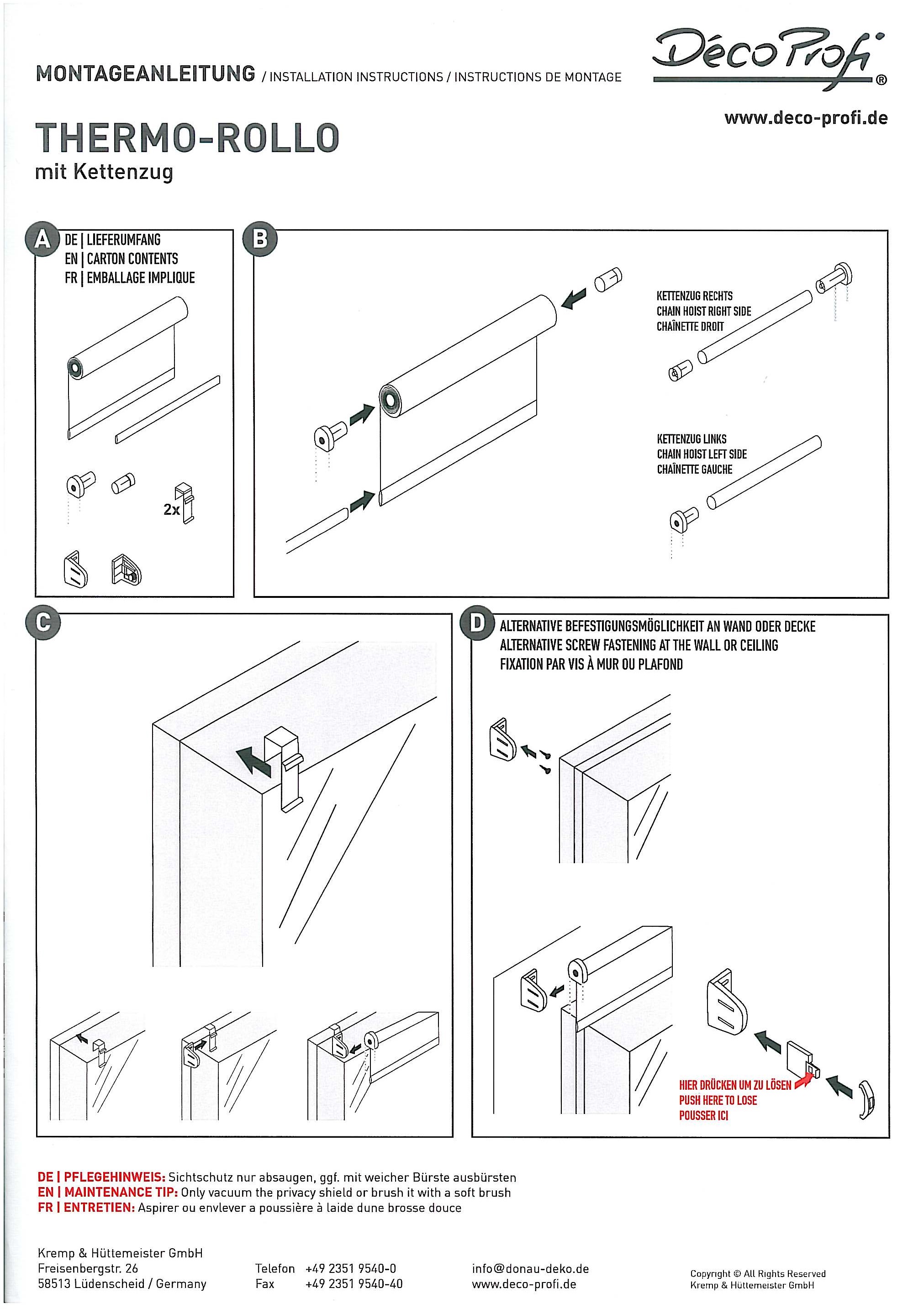 DécoProfi Thermorollo für Fenster ohne Bohren I Sonnenschutz Rollo innen für Hitzeschutz mit Klemmträger