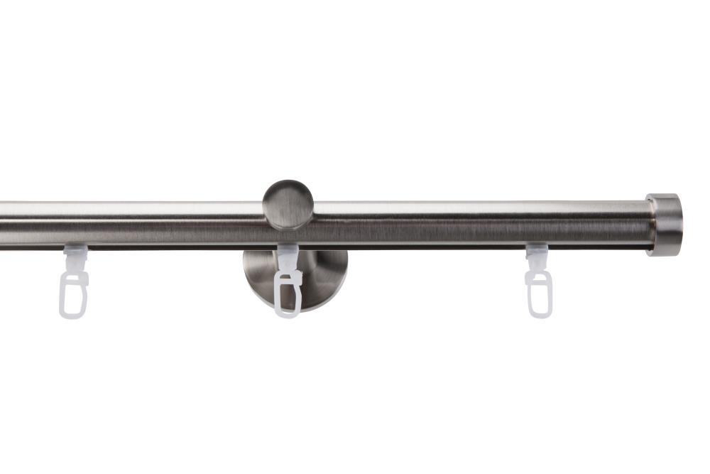 DécoProfi Gardinenstange Innenlauf 1-läufig Set Ø 20 mm I Edelstahloptik (Nickel gebürstet)